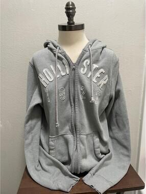Y2K 2000s Vintage Hollister Zip Up Hoodie Women's Sz L Gray